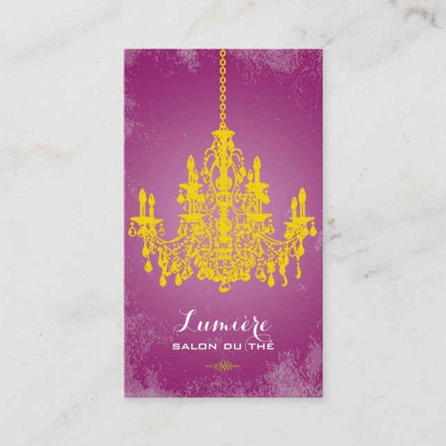PixDezines goldenrod chandelier/DIY color Business Card (Front)