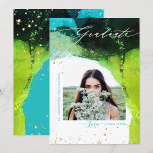 PixDezines Graduation Alcohol Ink Modern Abstract Announcement