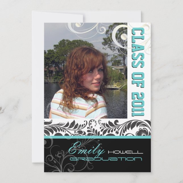 PixDezines Graduation, Bellissimo Damask Invitation (Front)