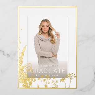 PixDezines Graduation Herbaceous Real Gold Foil Invitation