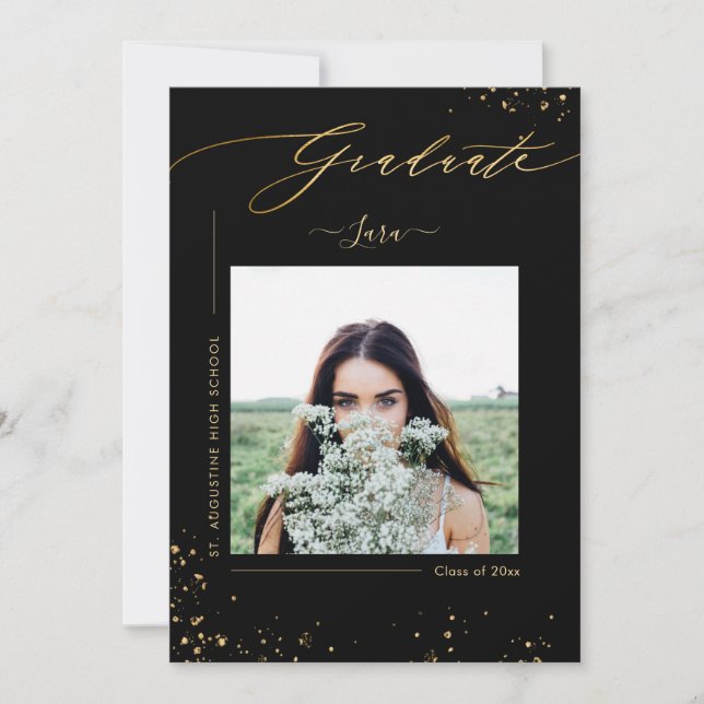 PixDezines Graduation Minimalist Luxe Script Announcement (Front)