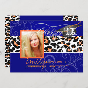 PixDezines Graduation Orange Leopard/DIY color Invitation