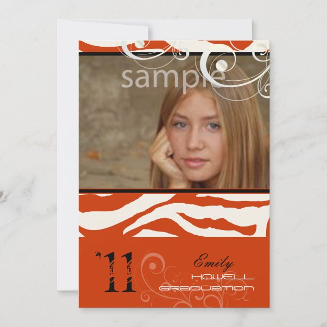 PixDezines Graduation, Zebra Print Invitation (Front)