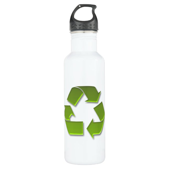 PixDezines green recycle symbol Water Bottle (Front)