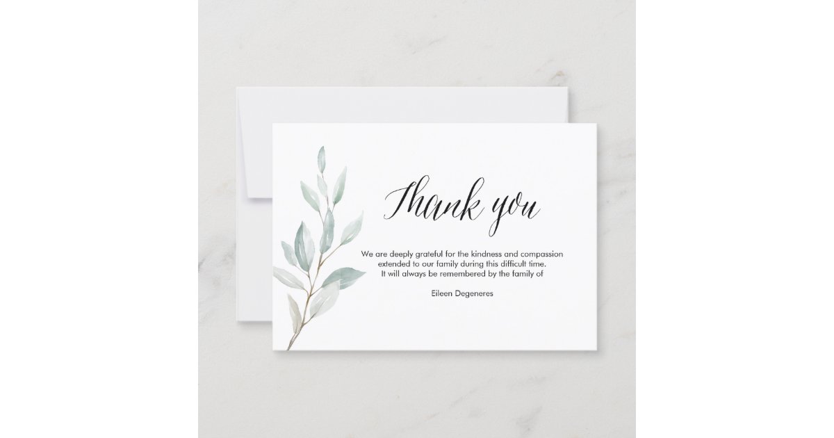 Pixdezines Greenery Bereavement Thank You Invitation 