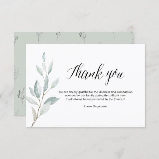 PixDezines Greenery Bereavement Thank You Invitation | Zazzle