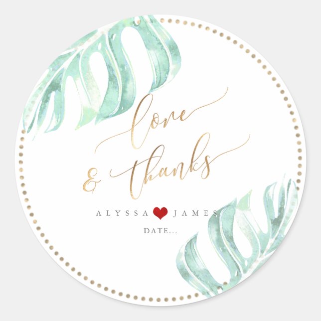 PixDezines Greenery, Monstera Seafoam Green Classic Round Sticker (Front)