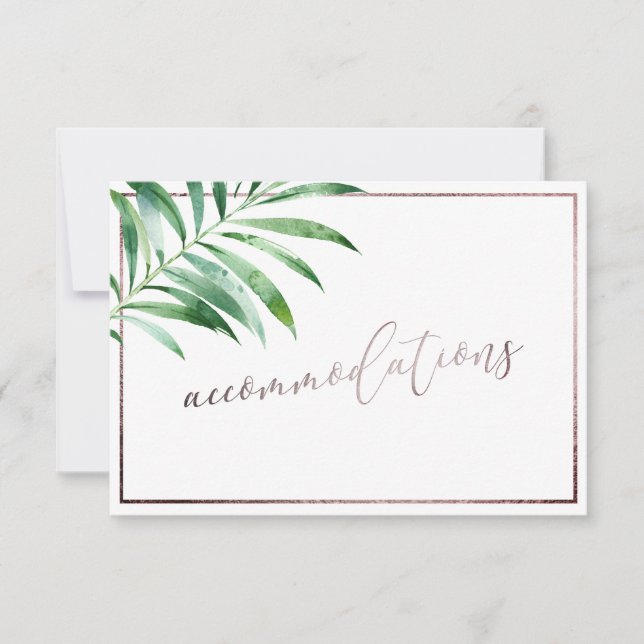 PixDezines Greenery Palm Fronds Accommodations RSVP Card (Front)