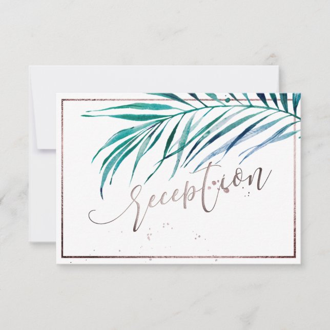 PixDezines Greenery Palm Fronds RECEPTION RSVP Card (Front)