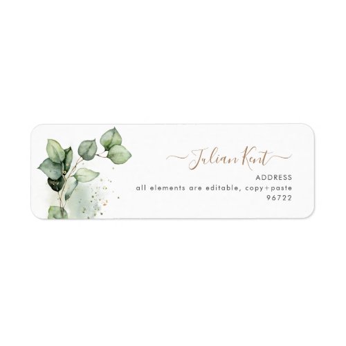 PixDezines Greenery Watercolor Eucalyptus Branch Label