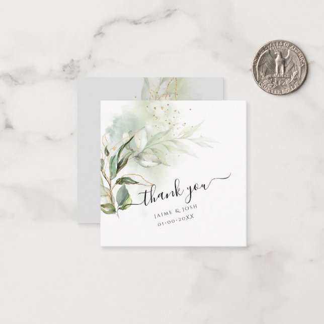 PixDezines Greenery Watercolor Eucalyptus Branch N Note Card (Front/Back In Situ)