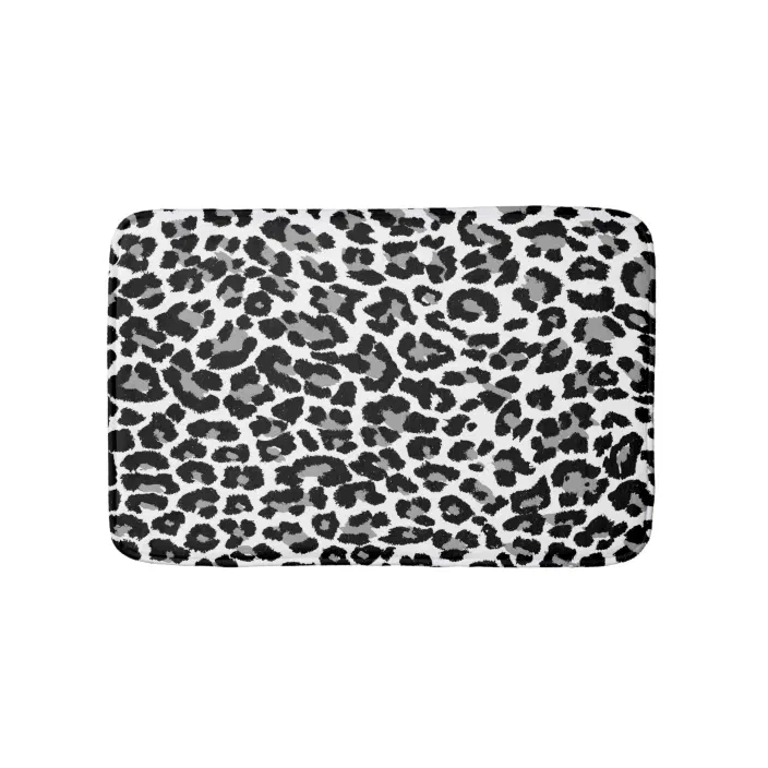 Pixdezines Grey Leopard Print Diy Background Color Bath Mat Zazzle Com