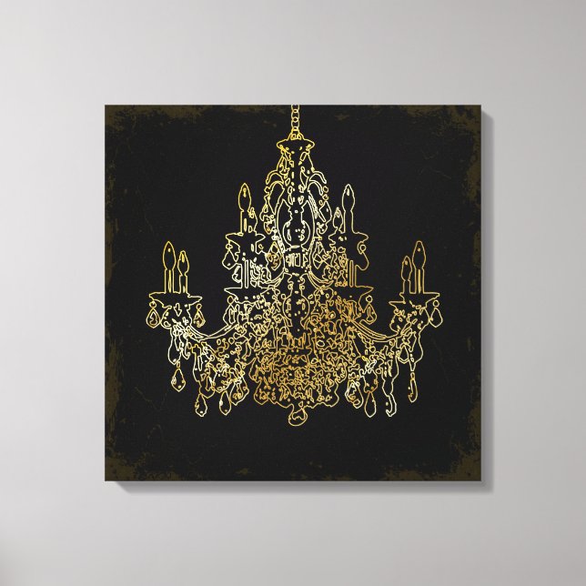 PixDezines Grunge DIY Bckgrnd/Crystal Chandelier Canvas Print (Front)