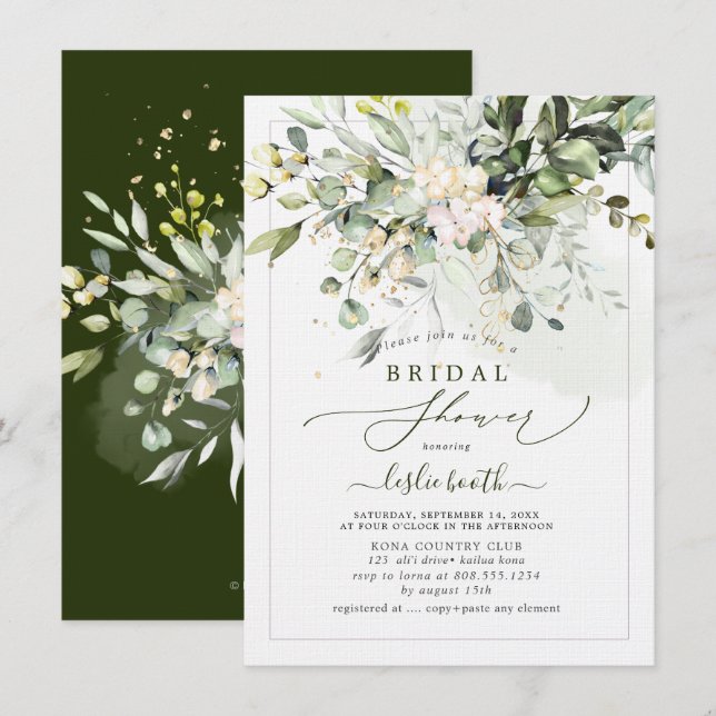 PixDezines Gum Eucalyptus Bridal Shower Invitation (Front/Back)