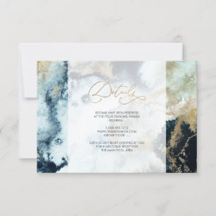 PixDezines H2 Abstract Ocean Gold Seafoam Details Invitation