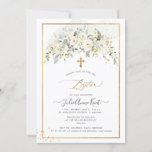 PixDezines H2 Alabaster Roses Baptism Invitation