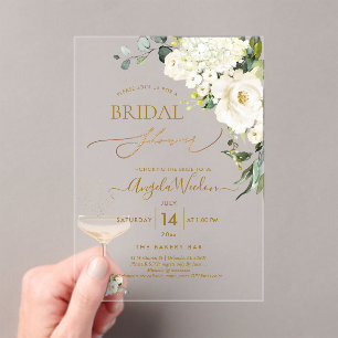 PixDezines H2 Alabaster Roses Hydrangea Bridal Acrylic Invitations