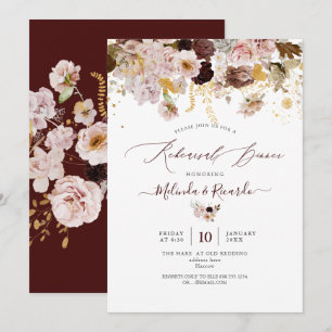 PixDezines H2 Autumn Flowers Rehearsal Dinner Invitation
