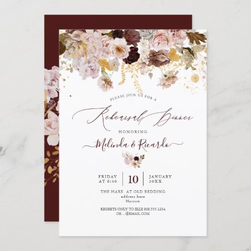 PixDezines H2 Autumn Flowers Rehearsal Dinner Invitation