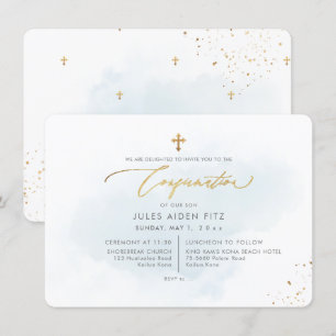 PixDezines H2 Blue Washed Confirmation Invitation