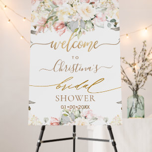 PixDezines H2 Blush Alabaster Roses Bridal Shower Foam Board