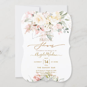 PixDezines H2 Blush Alabaster Roses Bridal Shower  Invitation