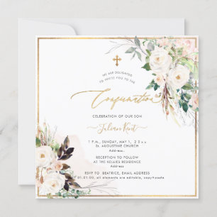 PixDezines H2 Blush Cream Roses Confirmation Invitation