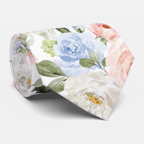 PixDezines H2 Blush NavyDusty Blue Roses Neck Tie