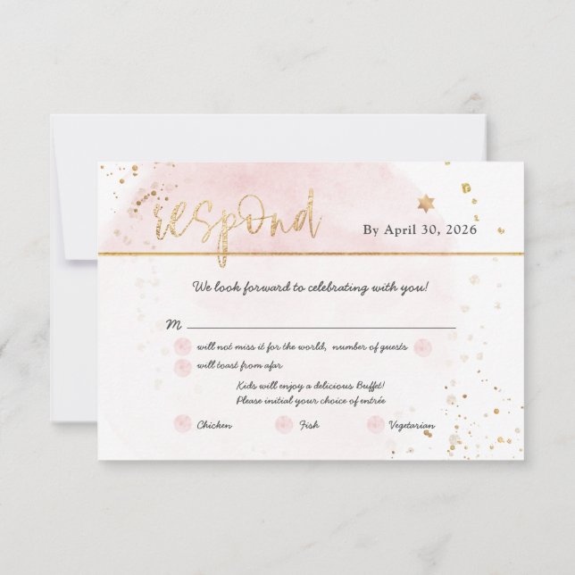 PixDezines H2 Blush Pink Cotton Candy Mitzvah RSVP Invitation (Back)