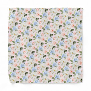 PixDezines H2 Blush Pink+Dusty Blue Roses Bandana