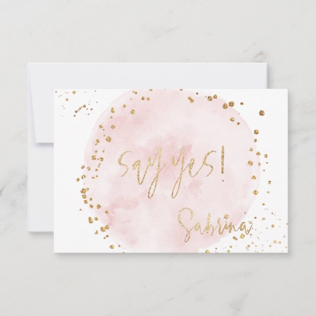PixDezines H2 Blush Pink Gold Bat Mitzvah RSVP Inv Invitation (Front)