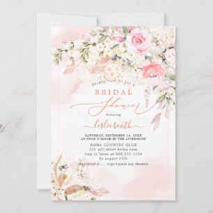 PixDezines H2 Blush Roses Hydrangea Bridal Shower Invitation