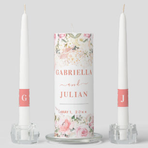 PixDEzines H2 Blush Roses Hydrangea Unity Candle Set