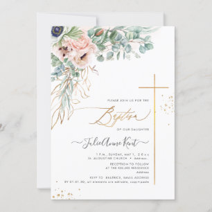 PixDezines H2 Blush White Anemones Baptism Invitation