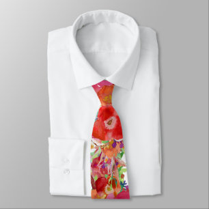 PixDezines H2 Botanical Red n Orange Neck Tie