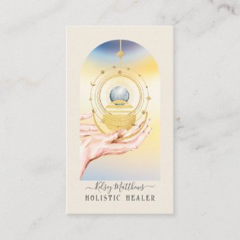 Pixdezines H2 Celestial Healing Hands Business Card by Create_Business_Card at Zazzle