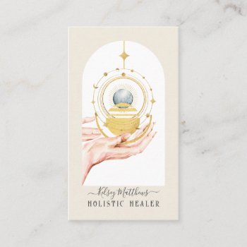 Pixdezines H2 Celestial Healing Hands Business Card by Create_Business_Card at Zazzle