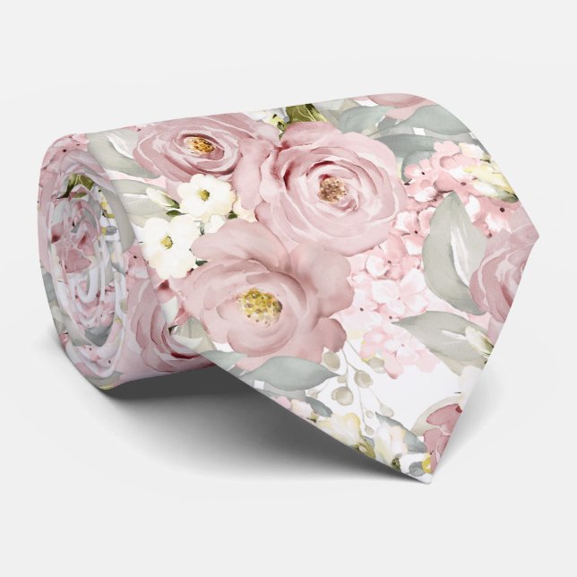 PixDezines H2 Cream Dusty Roses DIY Backgrnd Neck Tie (Rolled)