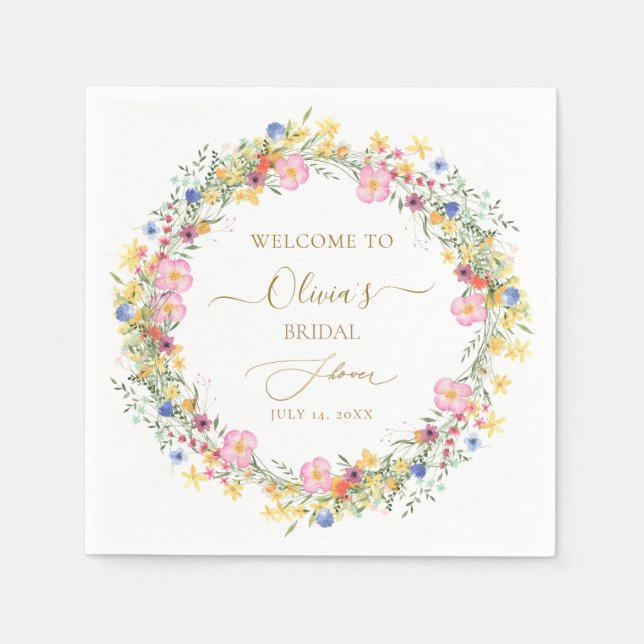 PixDezines H2 Delicate Wild Flowers Bridal Shower Napkins (Front)