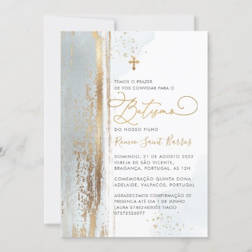 PixDezines H2  Dusty Blue Batismo Invitation