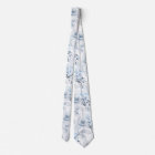 PixDezines H2 Dusty Blue Navy Roses Neck Tie