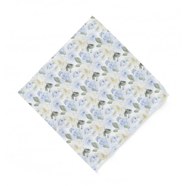 PixDezines H2 Dusty Blue Roses Bandana (Front)