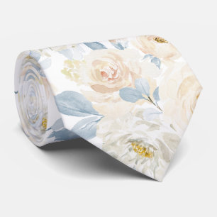 PixDezines H2 Dusty Blue Roses Neck Tie