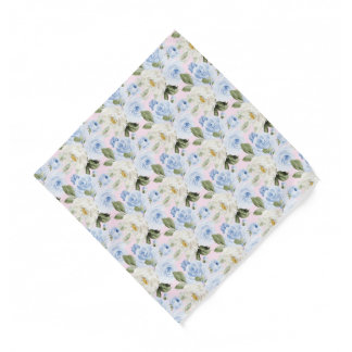 PixDezines H2 Dusty Blue Roses Pocket Sq DIY Bandana