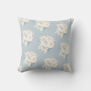 PixDezines H2 Dusty Blue Roses Throw Pillow
