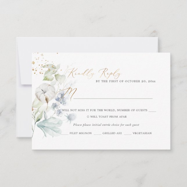 PixDezines H2 Dusty Blue Winter Cotton RSVP Cards (Front)