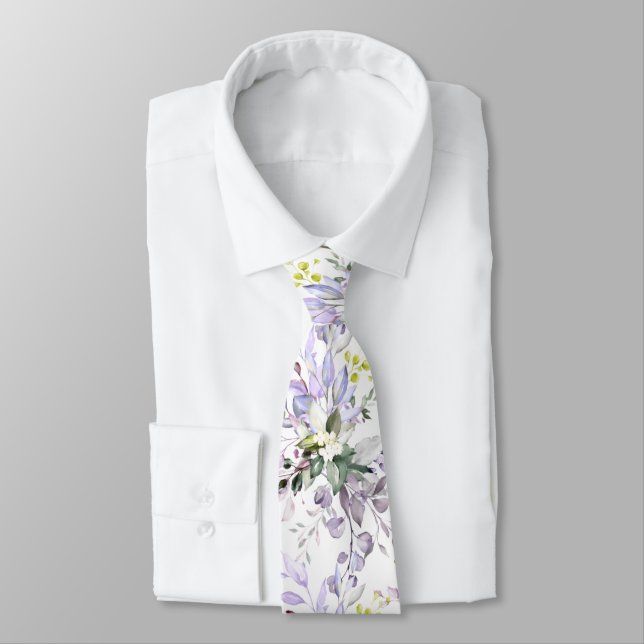 PixDezines H2 Dusty Purple Gum Foliage Neck Tie (Tied)