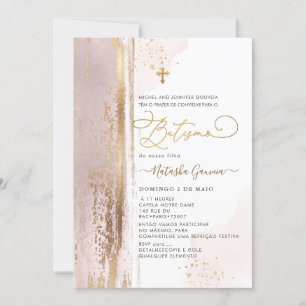 PixDezines H2 Dusty Rose Batismo Invitation