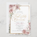 PixDezines H2 Dusty Rose First Holy Communion Invitation