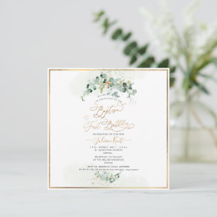 PixDezines H2 Eucalyptus Baptism First Birthday Invitation